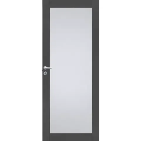Innerdør funkis massiv fyllingsdør herdet glass 90x210 dempet sort ncs s8500-n