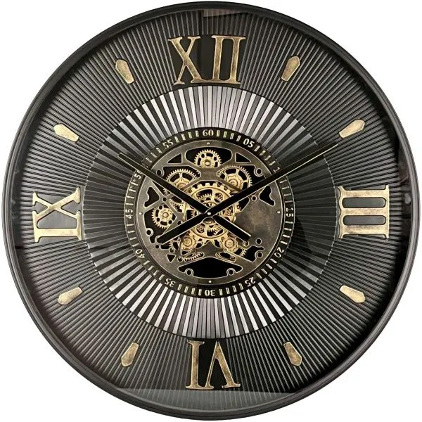 Klok Nimar metaal rond 80cm zwart dessin 55