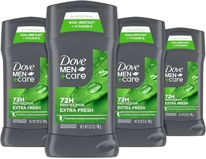 DOVE MEN + CARE Antiperspirant Deodorant Stick Extra Fresh, 4 Count, 2.7 oz | 72-Hour Sweat and Odor Protection, 1/4 Moisturizing Cream, Long-Lasting Citrus Scent, Comfortable Underarm Care DOVE MEN + CARE Antiperspirant Deodorant Stic…