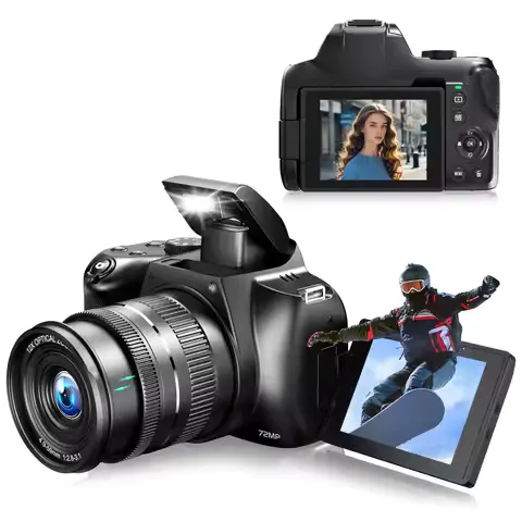 12X Optical Zoom 72MP DSLR Camera 270° Rotative Flip Screen Digital Photographic Camera Xenon Light Macro Lens 4K Wifi Camcorder