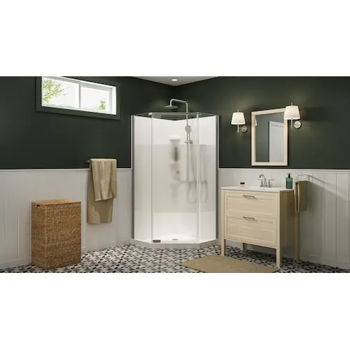 Lobelia 36L x 36W x 72H in. 3-in-1 Corner Shower Kit - Shower Stall Enclosure with Corner Drain Base, Wall, and Glass Shower Door in Chrome