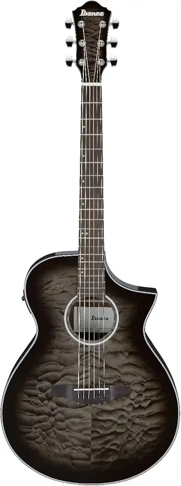Ibanez AEWC16QA 6-String Acoustic-Electric Guitar (Transparent Black Sunburst)