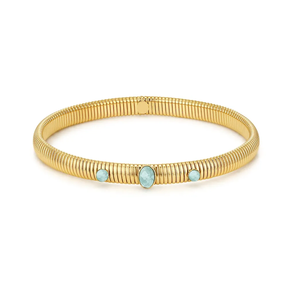 Armband in edelstaal, met blauwe stenen