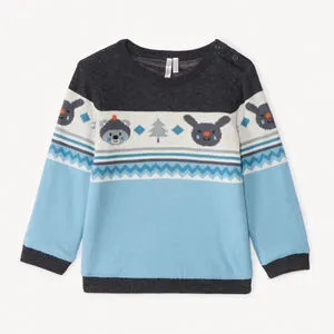 Pull en tricot jacquard doublé velours pour bébé garçon