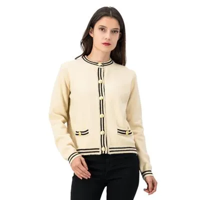 Suéter Mxstaza Mujer con franjas dobles y botones