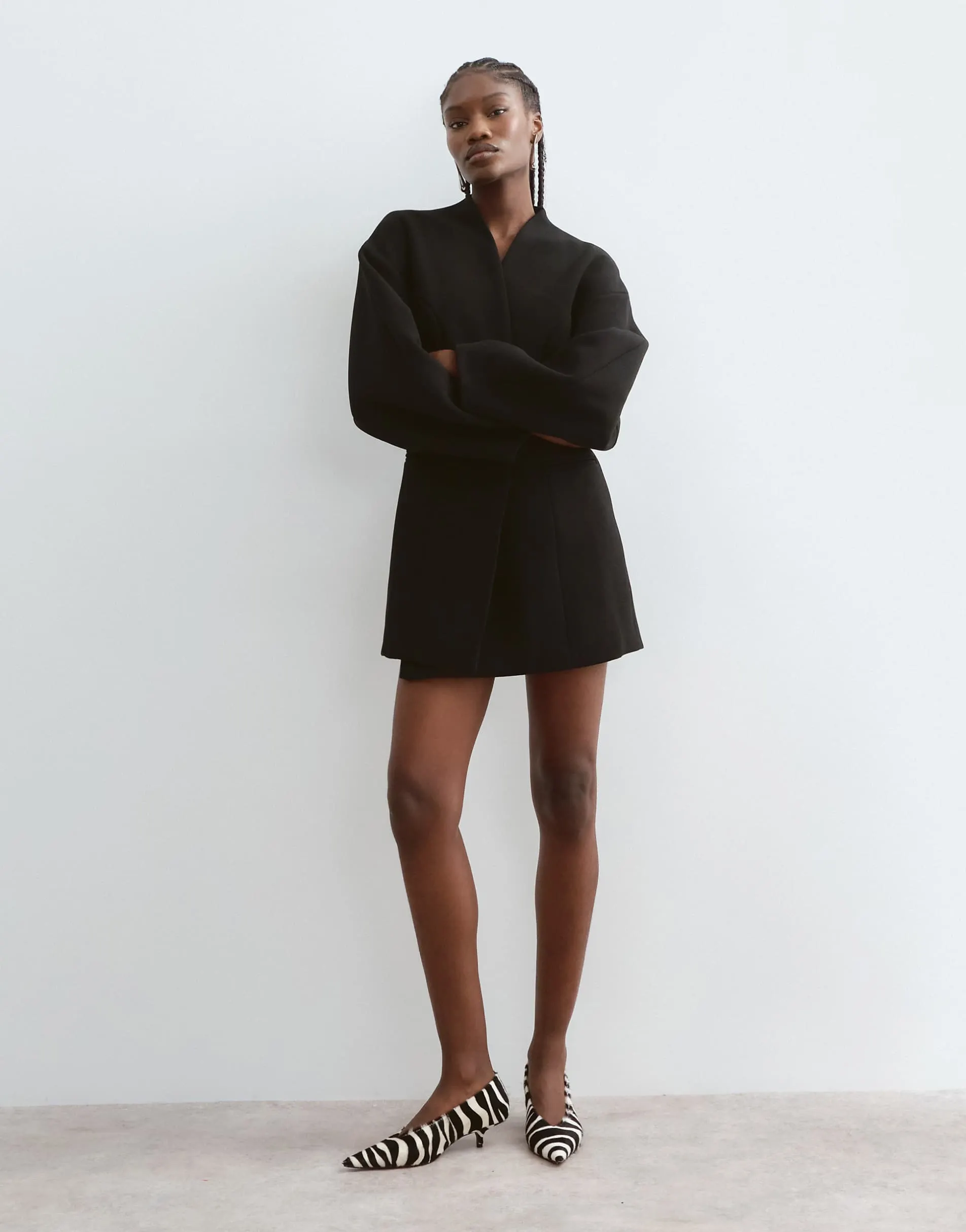 ARRANGE structured blazer mini dress in black