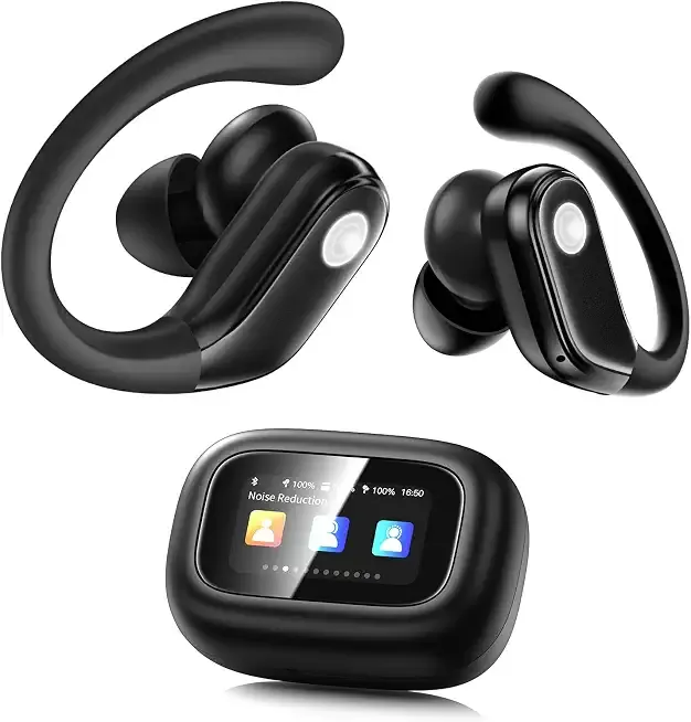 jaddsa Wireless Earbuds, Bluetooth 5.4 Sport Headphones with Smart Charging Case, ENC Noise Cancelling, Ear Buds with IPX7 Waterproof & Bass Stereo Sound for iOS, Android – Jet Black