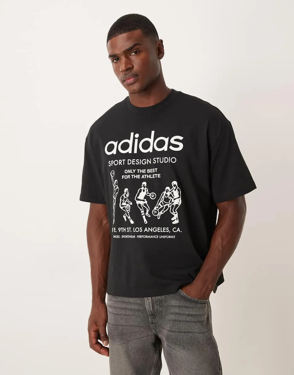 adidas Originals Basketball graphic t-shirt in black