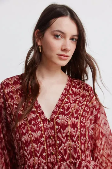 Vestido corto gasa lentejuelas