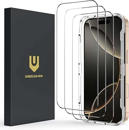 UNBREAKcable Screen Protector for iPhone 16 Pro, Pack of 3, HD Tempered Glass Screen Protector [Full Coverage] [Easy Installation][Free Bubbles][Only for Apple iPhone 16 Pro] UNBREAKcable Screen Protector for iPhone 16 Pro, P…