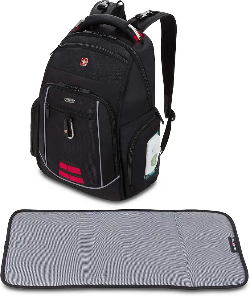 SwissGear Diaper Bag Backpack, Multifunction Travel Backpack, Maternity Baby Changing Bags, Men’s and Women’s - Black