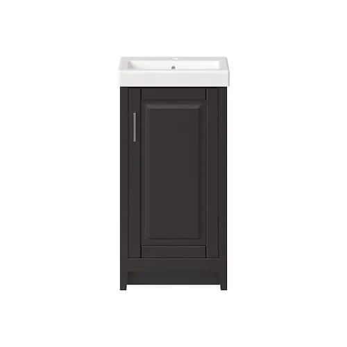 Simard 17.50-inch W 1-Door Freestanding Vanity in Dark Chocolate With Top in White