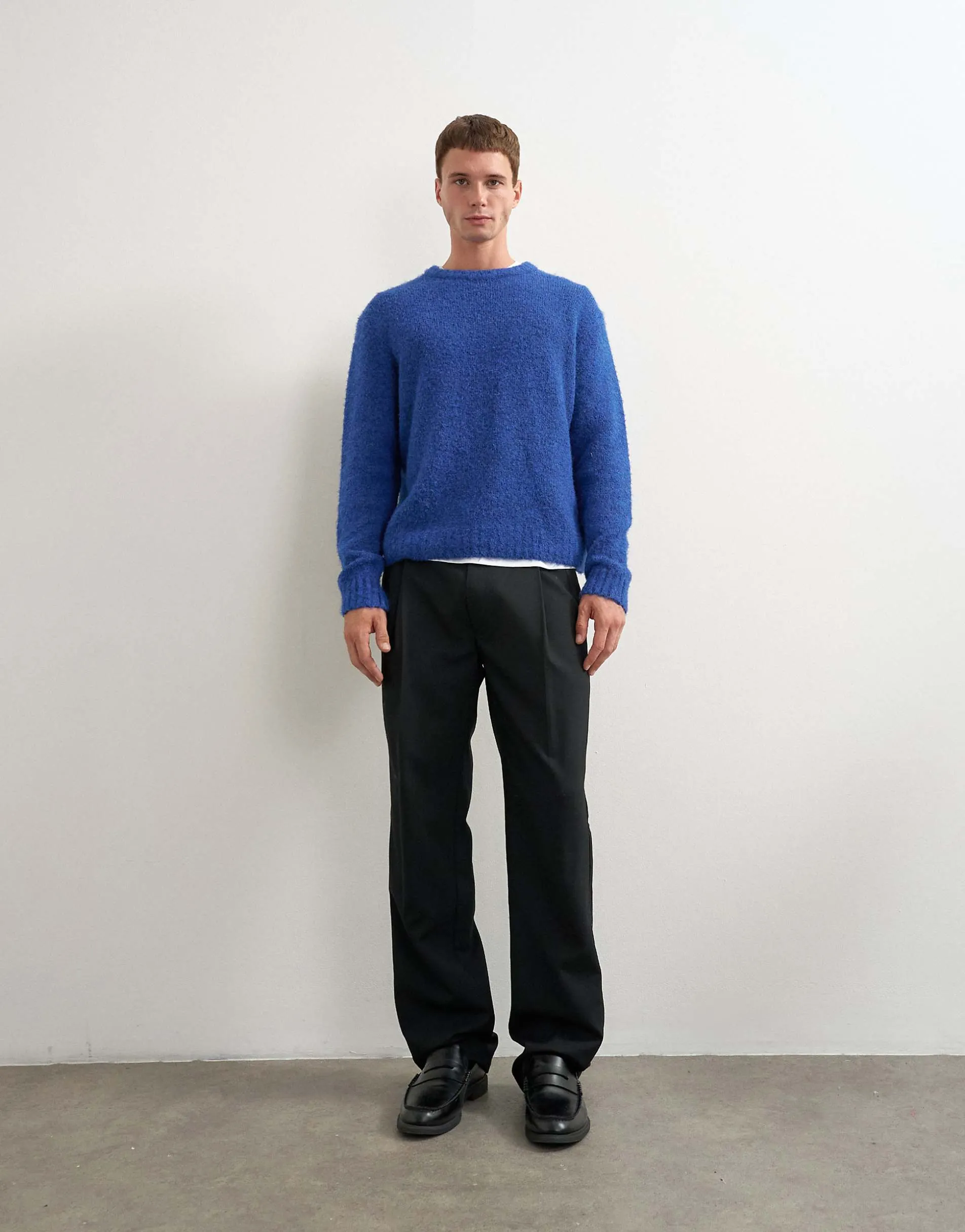 Topman relaxed fit tuxedo trouser in black
