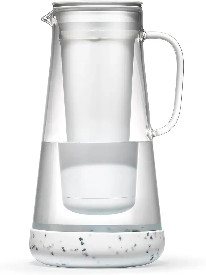 LifeStraw Home– Water Filter Pitcher, 7-Cup, Glass with Silicone Base, Terrazzo, for Everyday Protection Against Bacteria, Parasites, Microplastics, Lead, Mercury, PFAS and a Variety of Chemicals