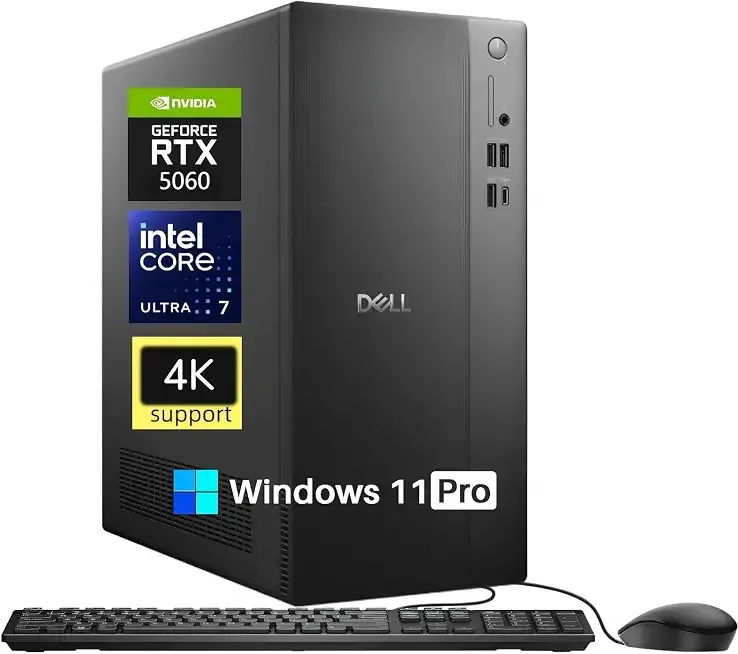 Dell Tower Desktop Computer 2026, GeForce RTX 5060, 32 GB DDR5, 1 TB SSD