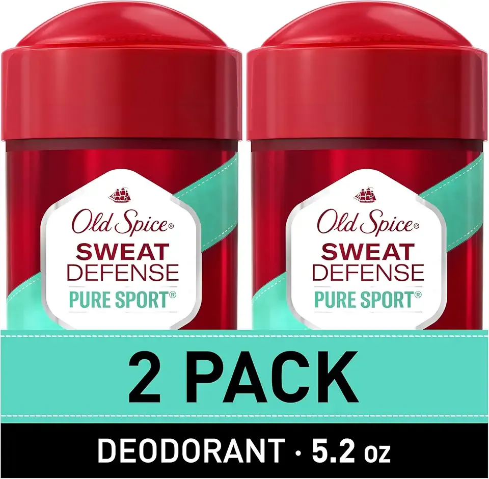 Old Spice Sweat Defense Antiperspirant & Deodorant for Men, 24/7 Ultimate Sweat Protection, Long Lasting Scent, Soft Solid, Pure Sport Scent, 2.6 oz (Pack of 2)