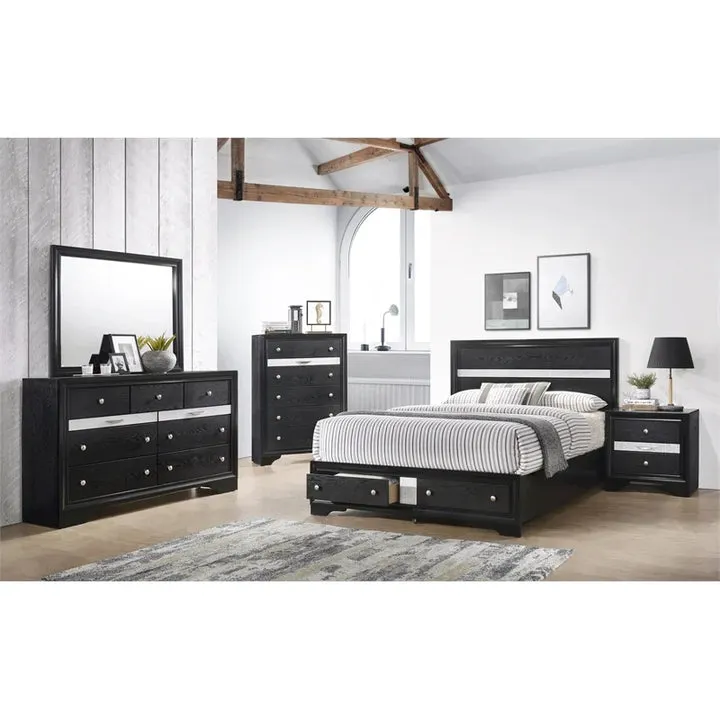 Oscar Queen Bedroom Set (4-Piece) by Best Home - Black