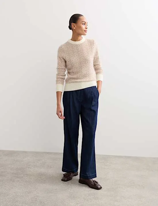 Wool Blend Crew Neck Jumper with Mohair