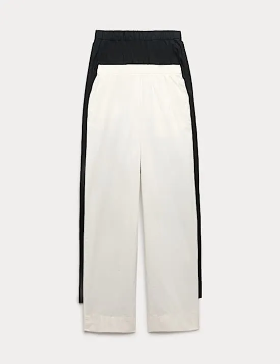 2er-Pack Hosen mit geradem Bein, aus reiner Baumwollpopeline