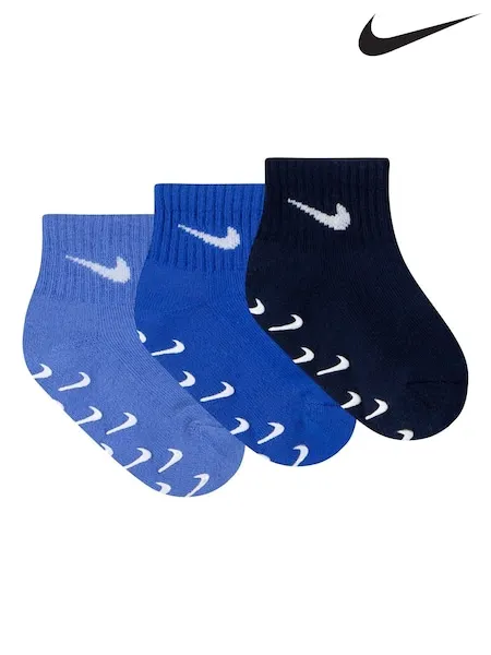 Nike White Multi Infant Gripper Socks 3 Pack