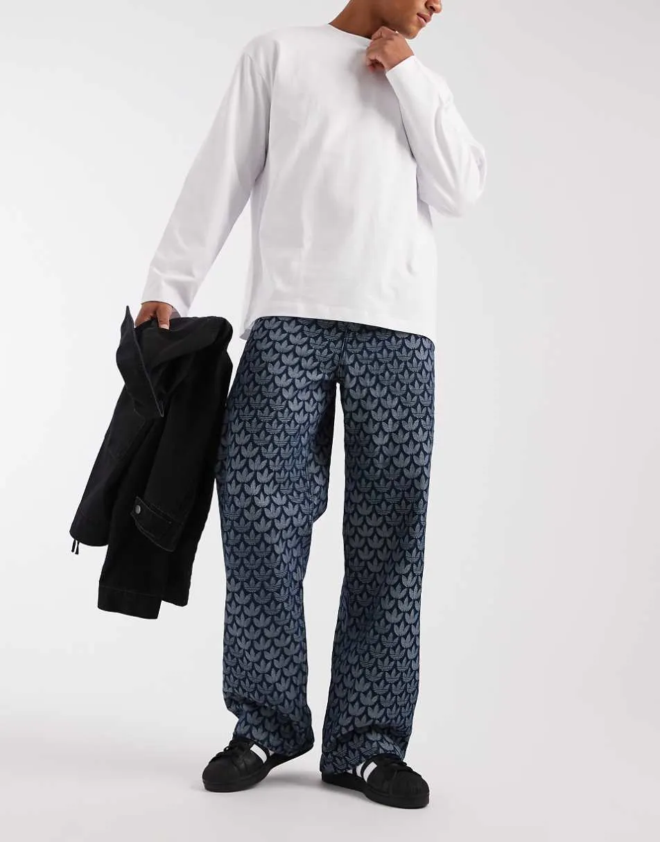 adidas Originals monogram loose fit jeans in indigo
