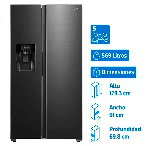 Refrigerador 2 Puertas Side by Side No Frost 569 Litros Inox MDRS761FGEDX