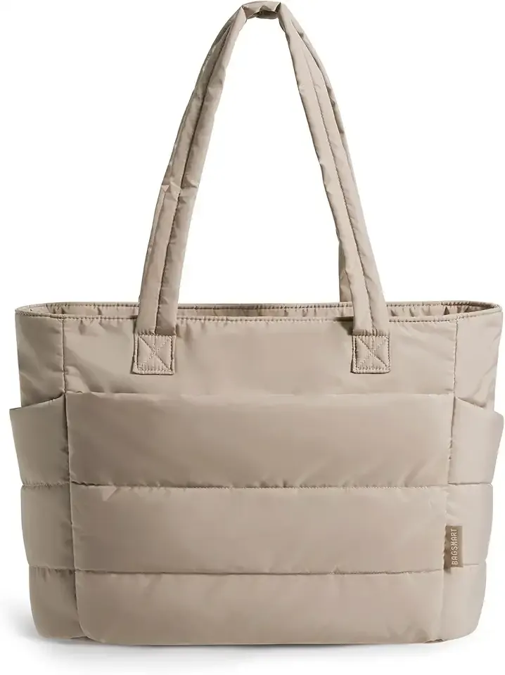 BAGSMART Tote Bag for Women, Lightweight Puffy Tote Bag with Compartments Shoulder Bag Handbag for Travel, Work, Gym | Lightweight