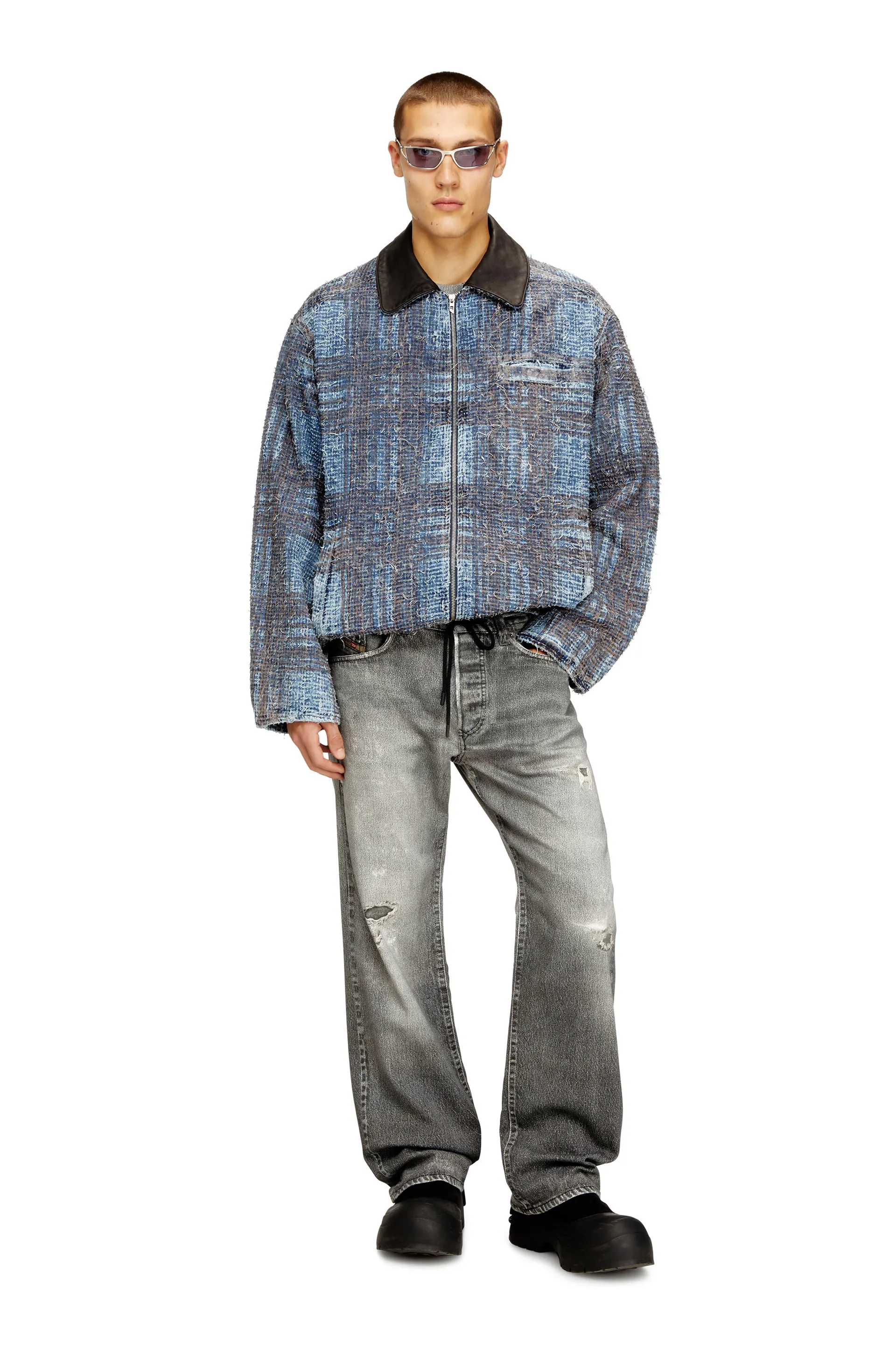 Jacket in graphic bouclé denim