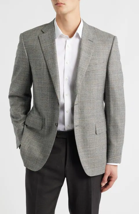 Siena Regular Fit Grey Glen Check Wool & Silk Blend Sport Coat