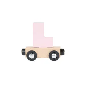 Lettre "L" wagon en bois - rose clair