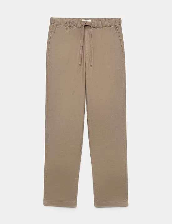 Loose Fit Linen Blend Elasticated Waist Trousers