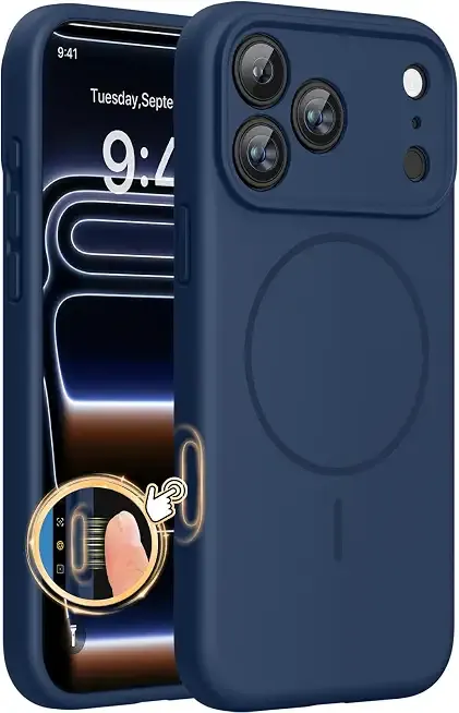 Miracase Magnetic for iPhone 17 Pro Case, Silicone, Dark Blue