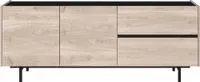 Lowboard mit zwei Schubladen und zwei Türen auf Metallgestell, ca. 162 x 63 x 40 cm - Eiche/Schwarz