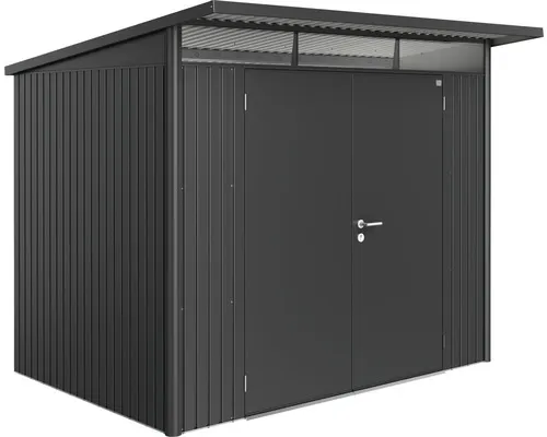 Plechový zahradní domek Biohort AvantGarde A5 dvoukřídlé dveře 254 x 174 cm tmavě šedý metalický