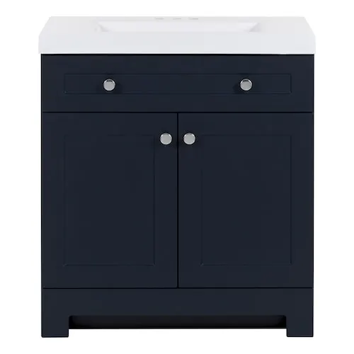 Everdean 30.50 in. W x 18.75 in. D Bath Vanity in Deep Blue with White Cultured Marble Vanity Top
