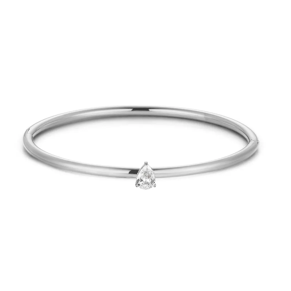 Armband in edelstaal, druppelvormige steen