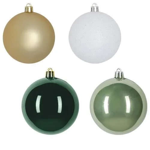 Enchanted Forest® Green & Gold Mix Shatterproof Ornaments - 32 Pack