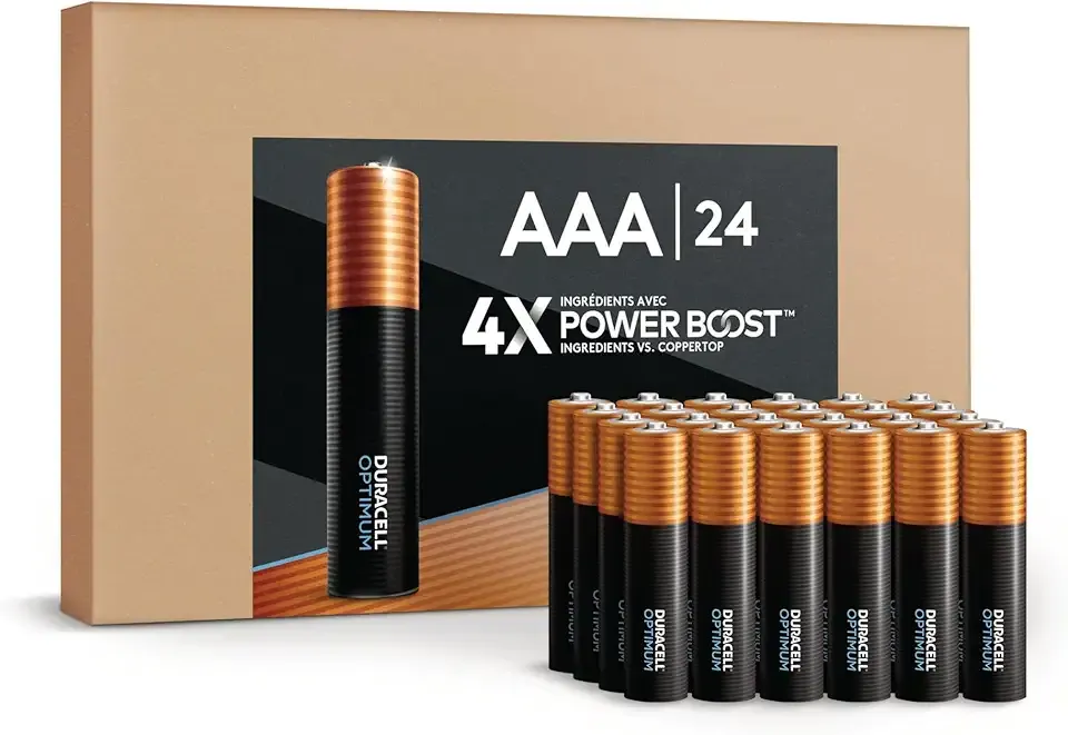 Duracell Optimum AAA Batteries 24 Count with POWER BOOST Ingredients, Re-closable Pack for a Quick, Easy Access and Organized Storage
