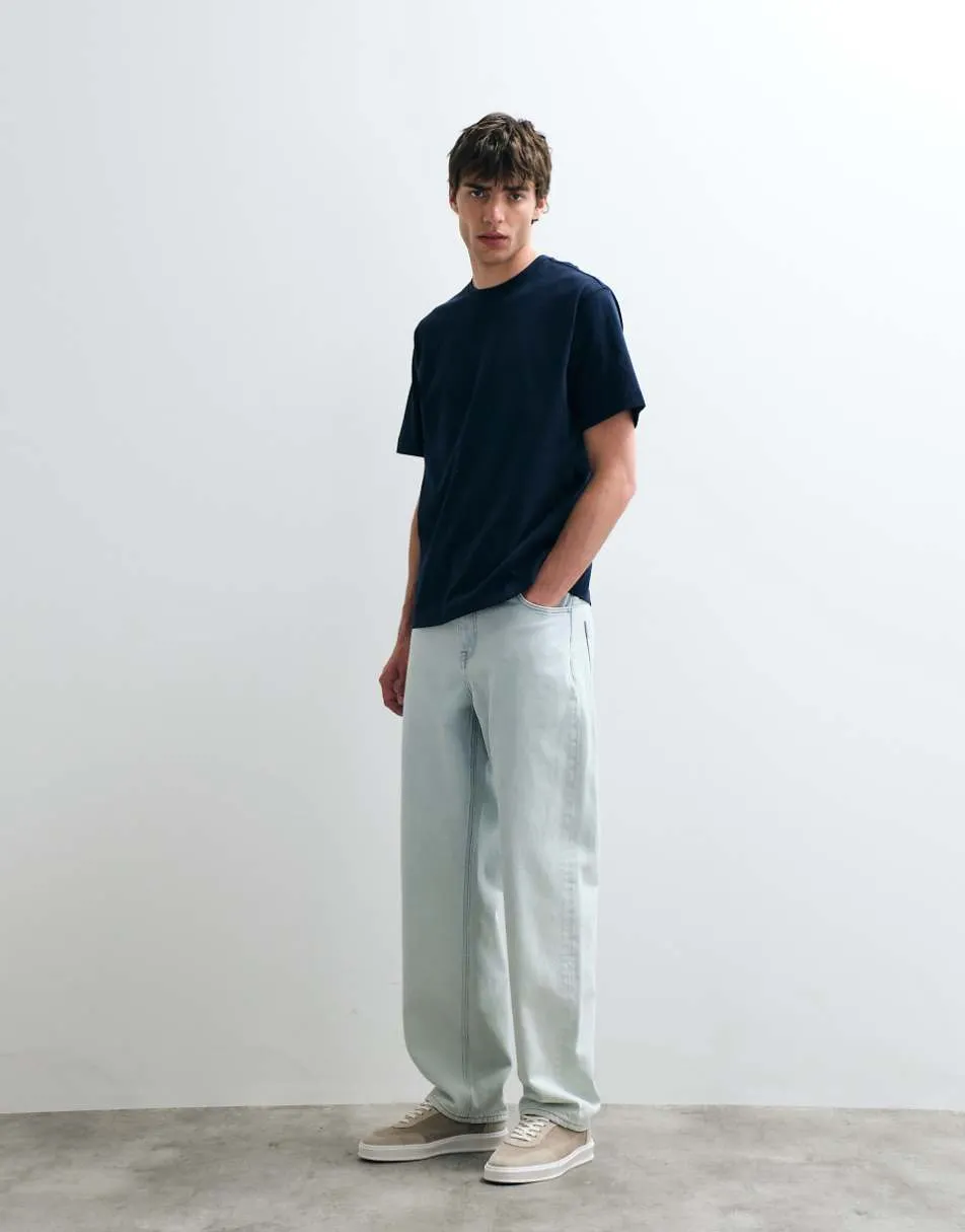 ASOS COLLECTIVE AC-B253 classic straight fit denim jean in light blue stone wash
