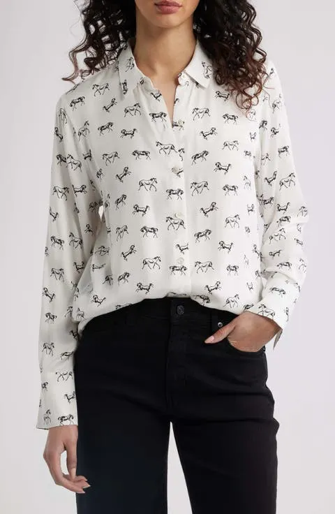 Saige Horse Print Button-Up Shirt