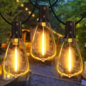 Guirnalda de luces para exteriores de m LED alimentada por red eléctrica con enchufe bombillas de repuesto gancho iluminación blanco cálido brillante