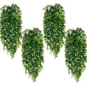 OBOSOE Juego de 4 plantas artificiales con forma de araña, enredaderas de hiedra de 75 cm, resistentes a los rayos UV, para dormitorios