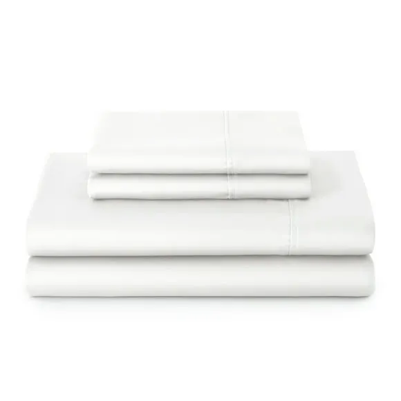 Better Homes & Gardens 3-Piece 300 Thread Count Arctic White Cotton Sateen Bed Sheet Set, Twin