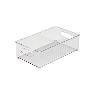 7 x 11 x 14.25 Inch Open Storage Bin w/ Carry Handles Clear (6 Pack)