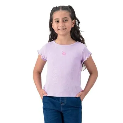 Playera Fantastic Niña Bordado de Mariposa en Pecho