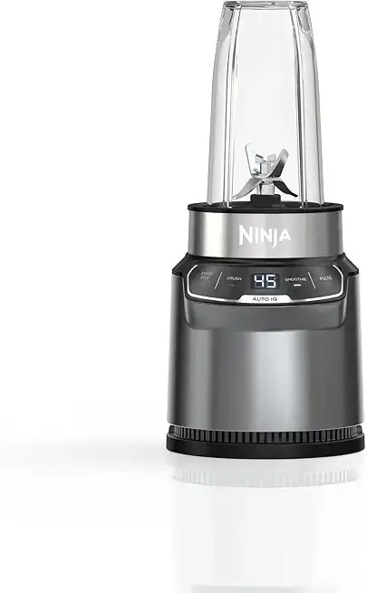 Ninja BN400 Nutri Pro Compact Personal Blender, Auto-iQ Technology, 1000-Watts, for Frozen Drinks, Smoothies, Sauces & More, with 18-oz. & 24-oz. To-Go Cups & Spout Lids, Stone Silver (Renewed)