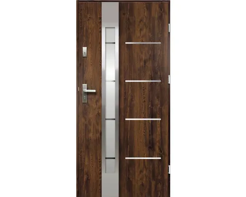 Vchodové dveře ocelové Luna P55 90 L hnědá otevírání ven