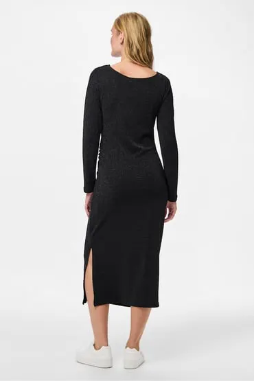 Vestido midi lurex fruncido cadera