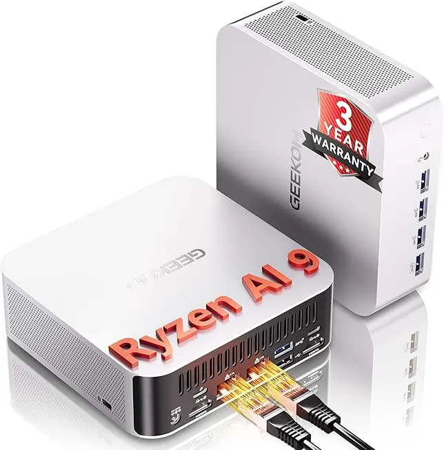 GEEKOM A9 Max AI Mini PC, with AMD Ryzen AI 9 HX 370 (80 Tops), Copilot+ PC, Radeon 890M, 32GB DDR5 (Not LPDDR), 2TB SSD, Win 11 Pro, WiFi 7,…