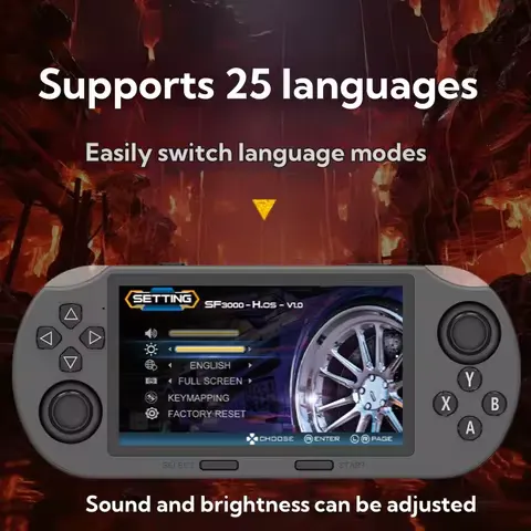 SF3000 Retro Handheld Video Game Console Linux System 4.5 Inch 854*480 IPS Screen 3000mAh Portable Pocket Video Player Games